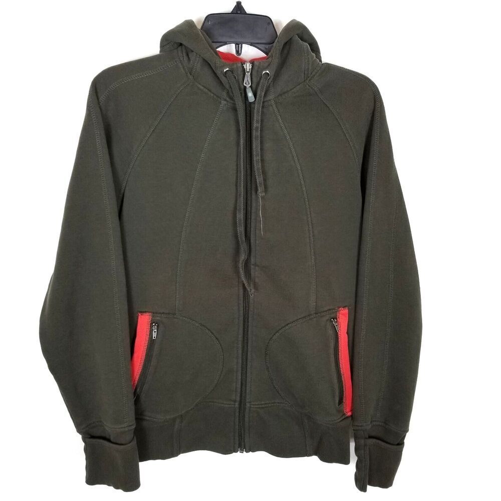 Athleta Women Spice It Up Hoodie Sz M Brown Coral Athletic Jacket Zip Up